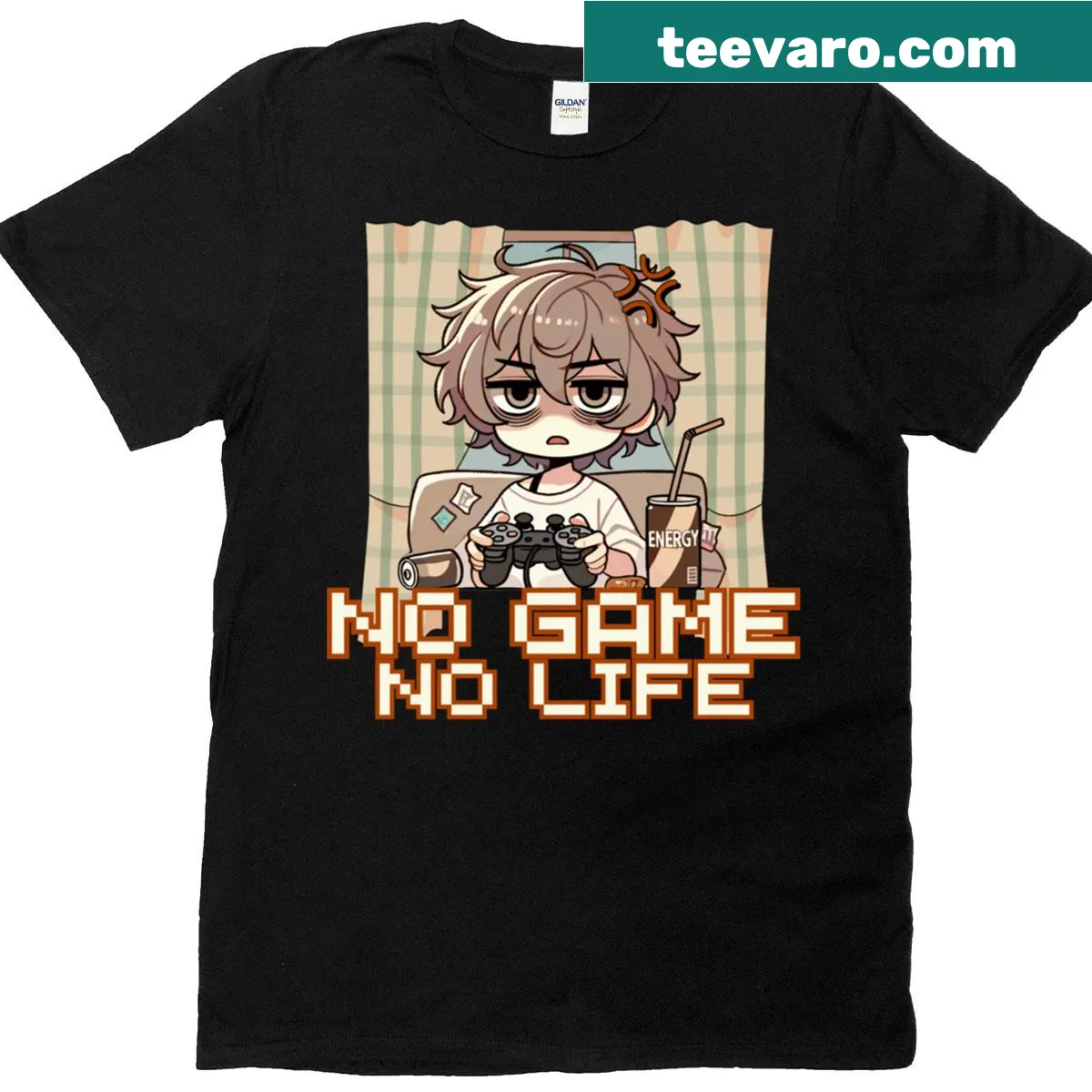 Chibi design from No Game No Life on a T-shirt for gamers. — on a men's t-shirt
