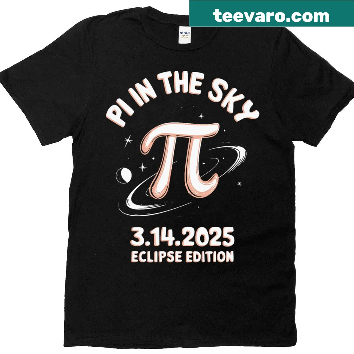 Math-themed T-shirt celebrating Pi Day and a lunar eclipse — on a men's t-shirt