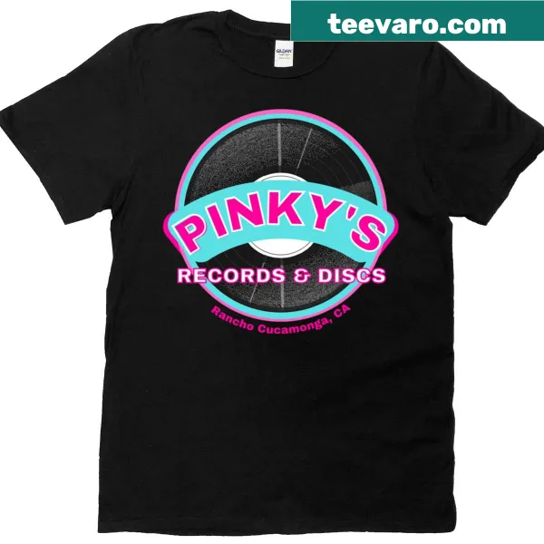 Retro music logo T-shirt featuring Pinky's Records