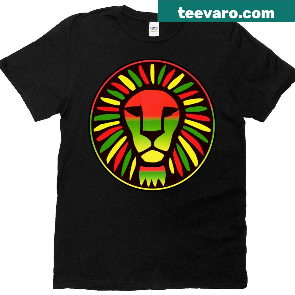 Lion head design T-shirt symbolizing African roots and reggae culture — on a men's t-shirt