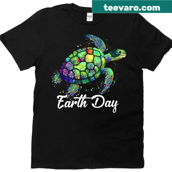 T-shirt featuring a cute sea turtle design promoting Earth Day