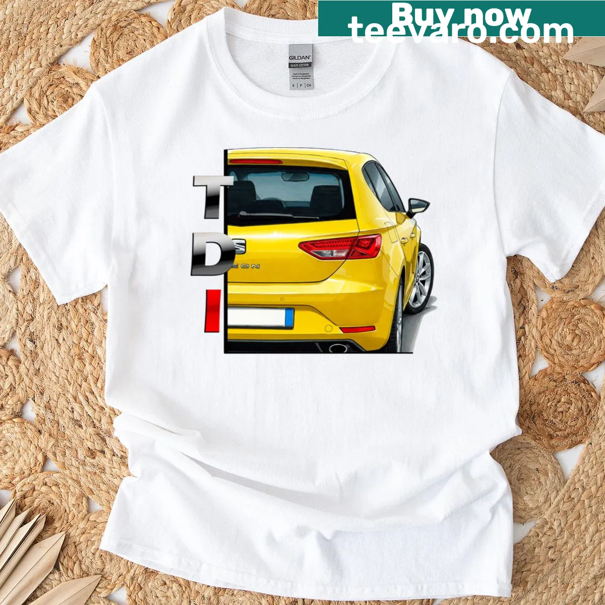 Minimalist T-shirt featuring the Seat Tdi logo — on a men's t-shirt
