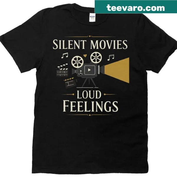 Retro t-shirt celebrating silent movies with unique design