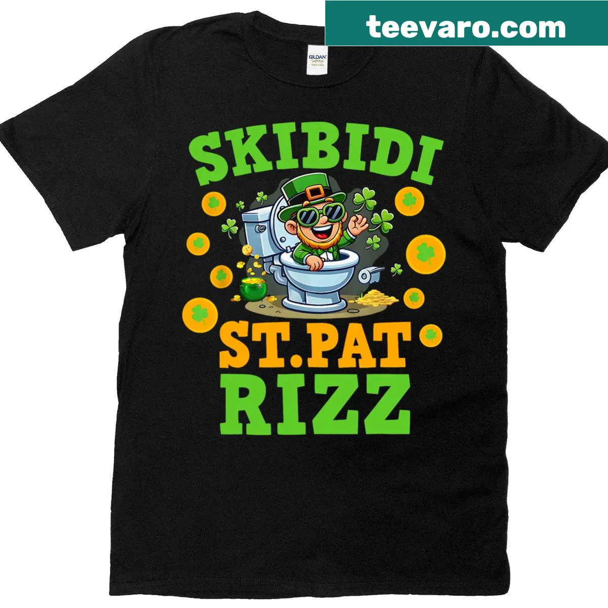 Playful St. Patrick's Day t-shirt with leprechaun illustration — on a men's t-shirt