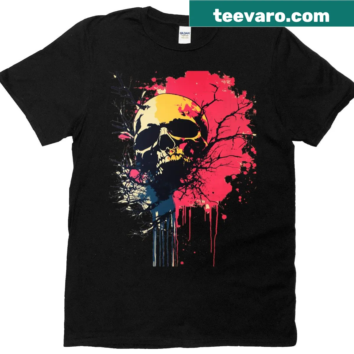 Skull and roses design on a t-shirt — on a men's t-shirt