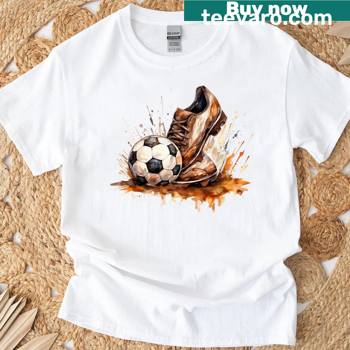 Soccer-themed T-shirt with game day text and soccer ball graphic — on a men's t-shirt