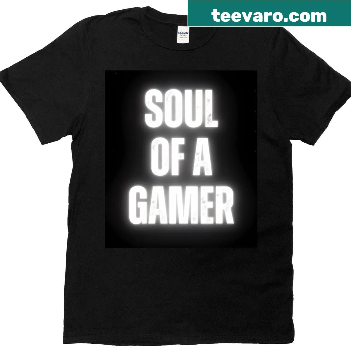 T-shirt with 'Soul Of A Gamer' text for gaming enthusiasts — on a men's t-shirt