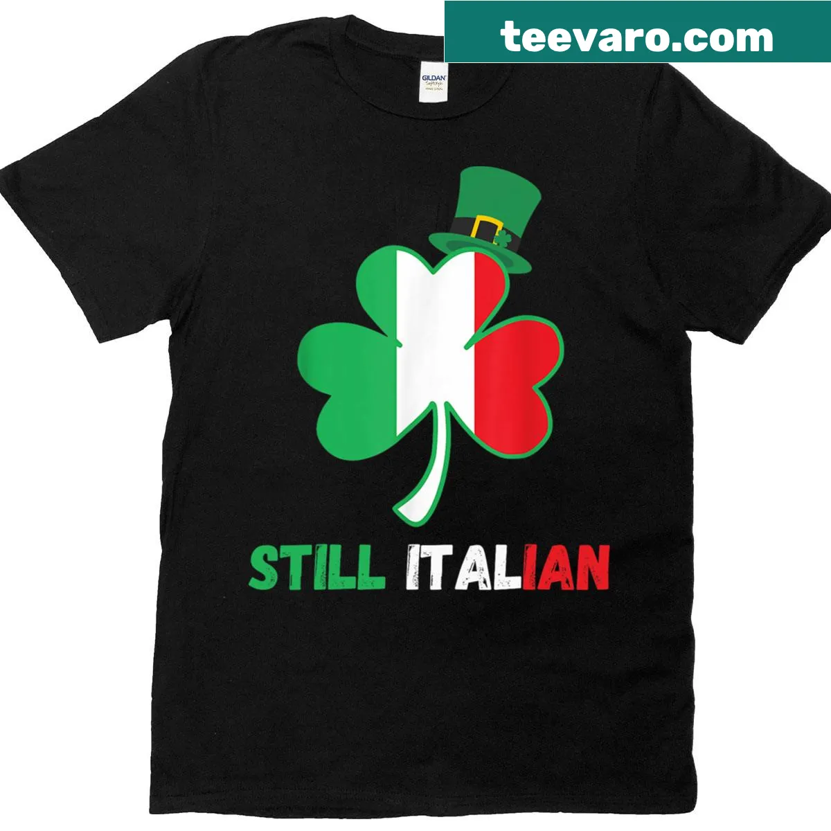 Saint Patrick's Day t-shirt with Italian themes and shamrock graphics — on a men's t-shirt