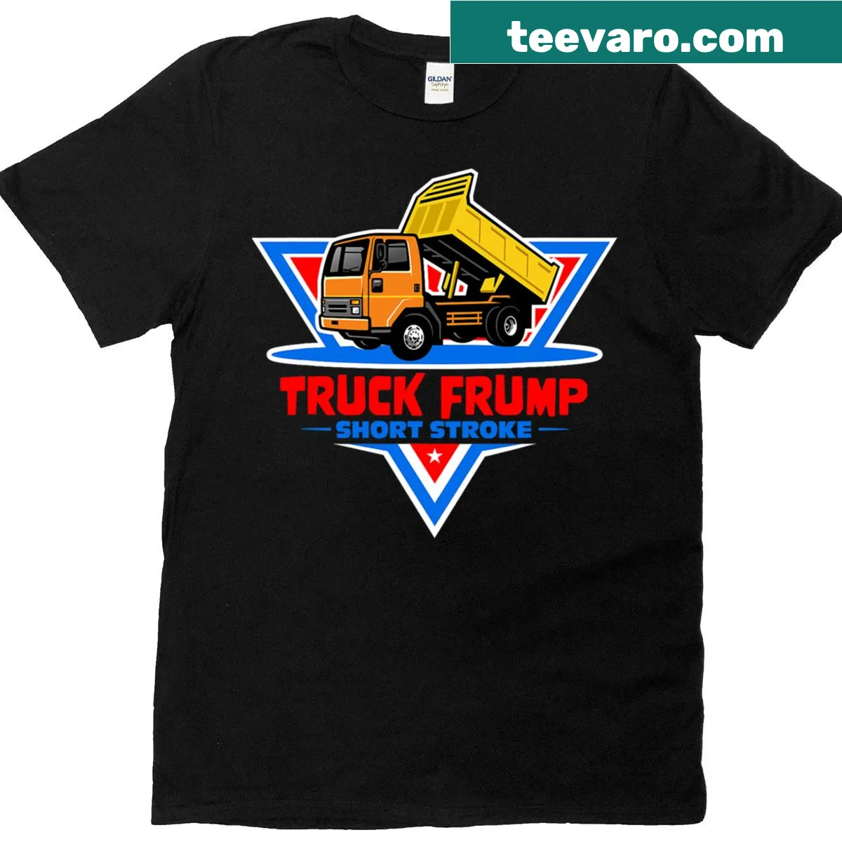 Humorous Tuck Frump Truck Frump t-shirt with bold text — on a men's t-shirt
