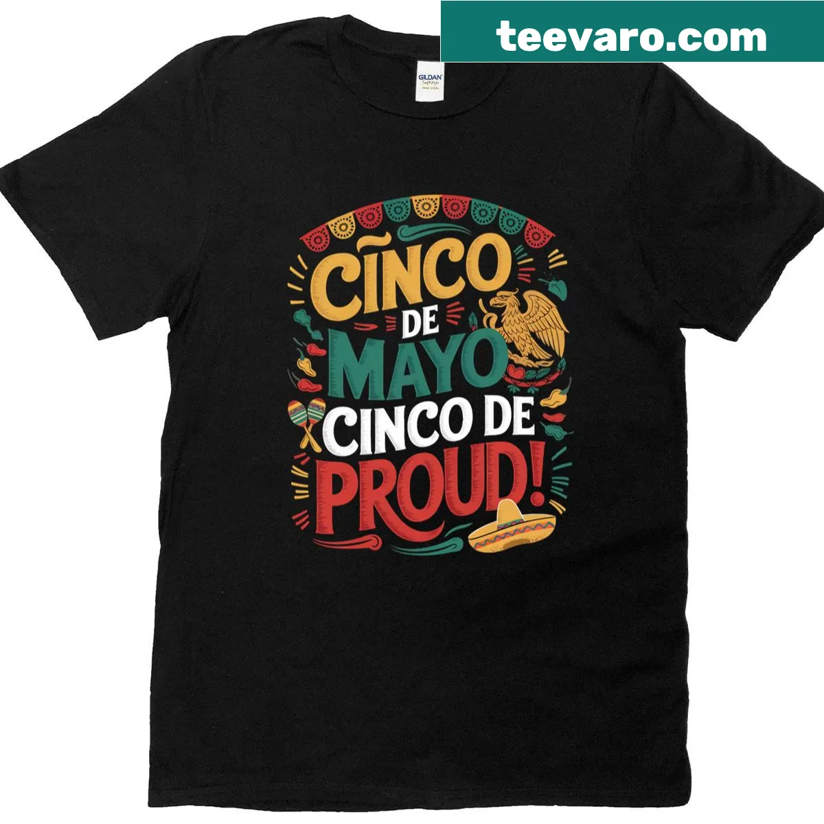 Cinco De Mayo themed t-shirt with Latin heritage artwork — on a men's t-shirt