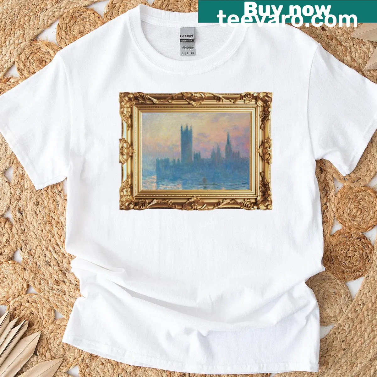 Vintage t-shirt featuring an abstract oil art painting design — on a men's t-shirt