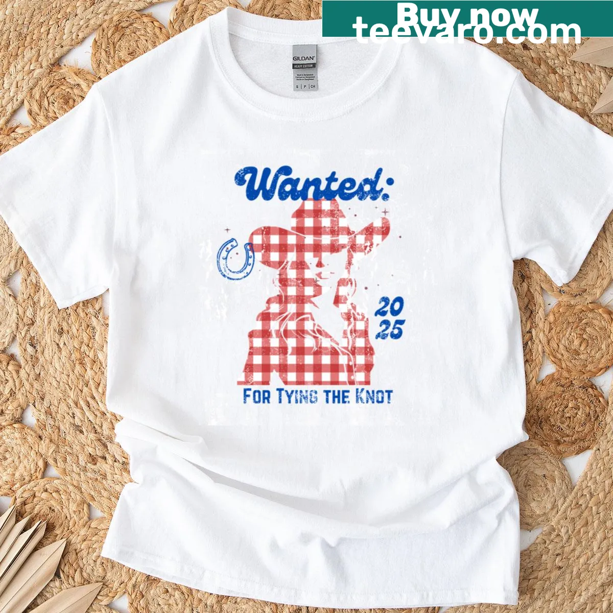 Humorous t-shirt saying 'Wanted For Tying The Knot' — on a men's t-shirt