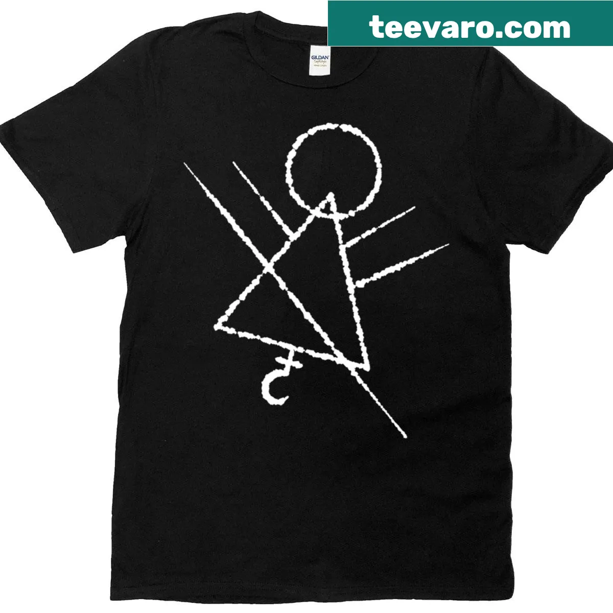 Vintage-style T-shirt featuring a rune and Yellowjackets theme — on a men's t-shirt