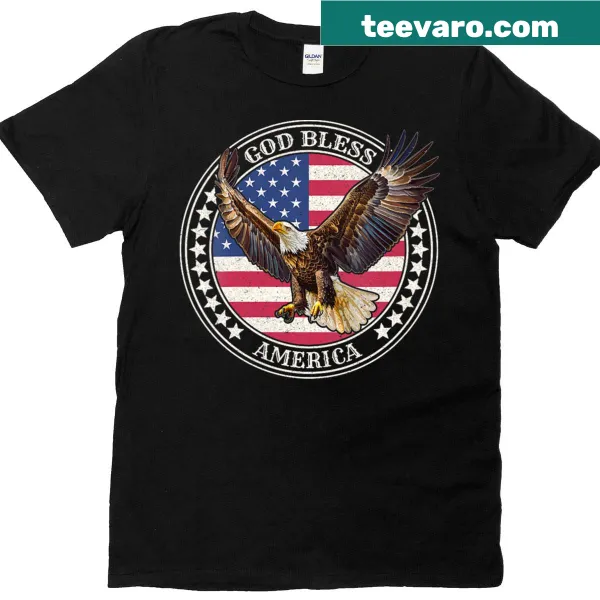 Vintage distressed T-shirt with bald eagle and US flag for patriotic wear