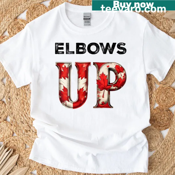 Graphic tee for women promoting Canadian pride and unity against tariffs
