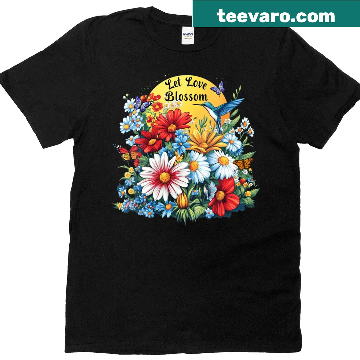 Floral design T-shirt with butterflies for women — on a men's t-shirt