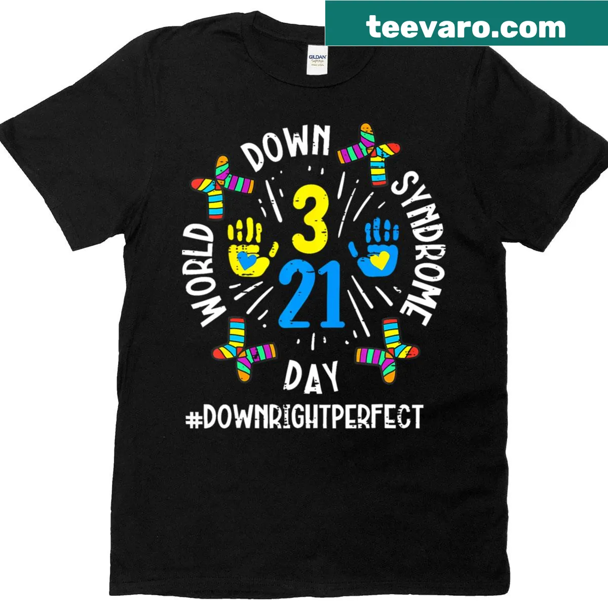 Supportive T-shirt for World Down Syndrome Day with '321' graphic — on a men's t-shirt
