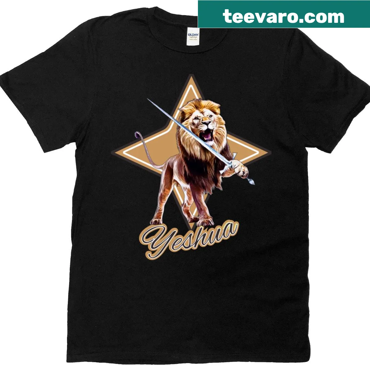 T-shirt with 'Yeshua Sword Of The Spirit' text design — on a men's t-shirt