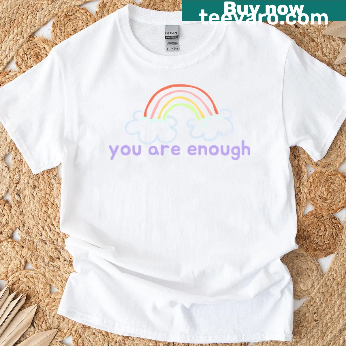 Inspirational T-shirt with 'You Are Enough' text — on a men's t-shirt