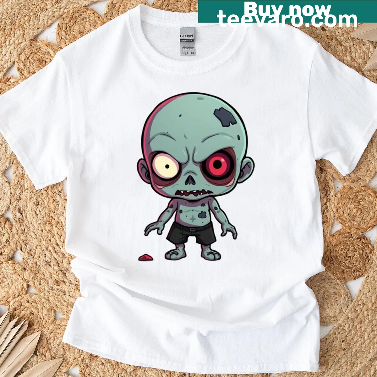Cute Zombie Chibi T-shirt featuring adorable zombie characters — on a men's t-shirt