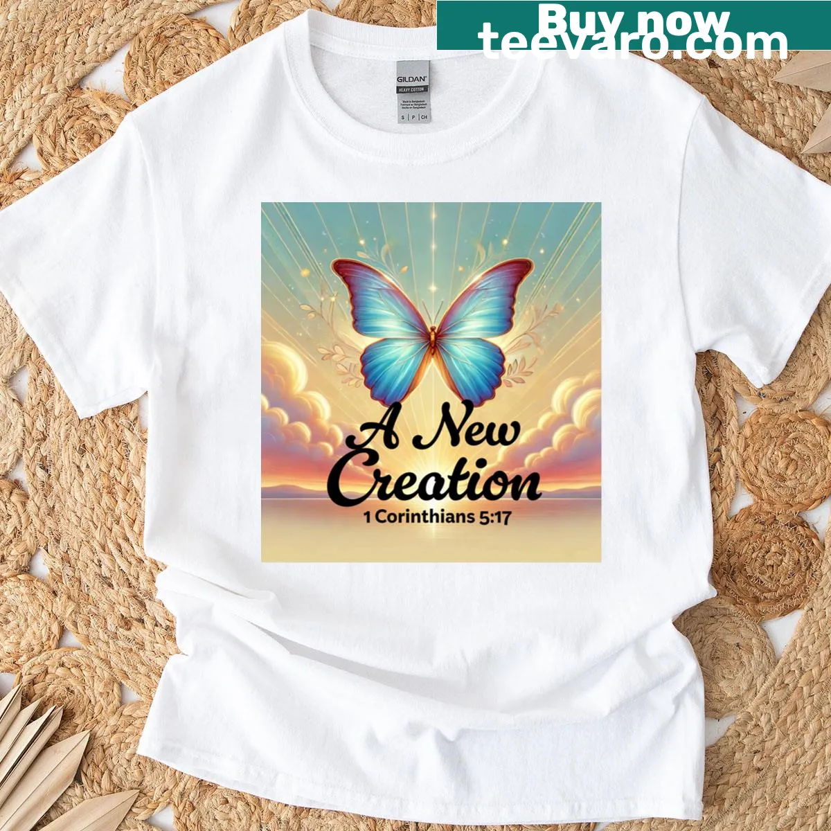 Inspirational A New Creation t-shirt with elegant typography — on a men's t-shirt