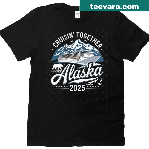 T-shirt celebrating Alaska cruises with a travel-themed design