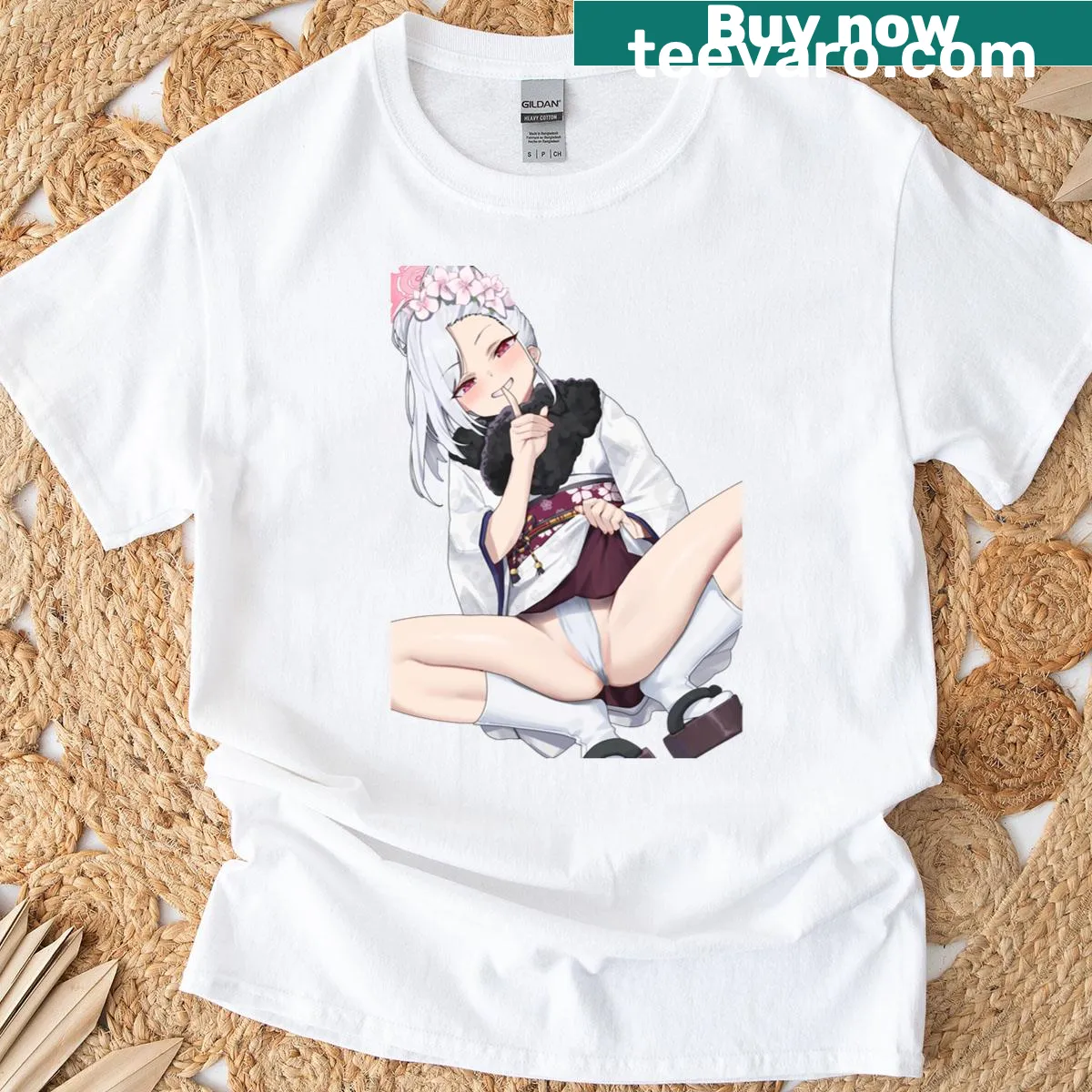 Asagi Mutsuki New Year themed t-shirt with sticker-style design — on a men's t-shirt