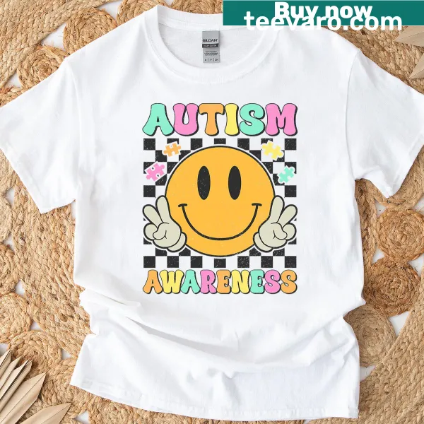 Smile face graphic promoting autism awareness for kids