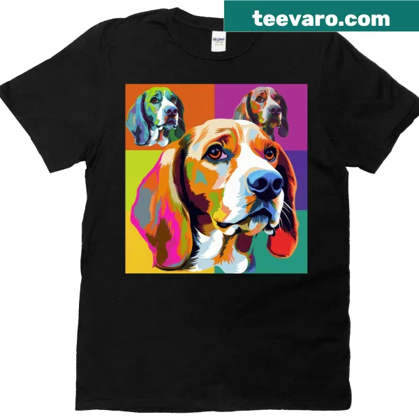 Pop-art style beagle graphic on T-shirt