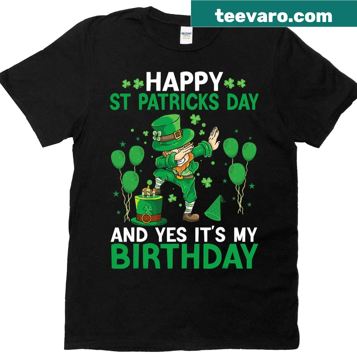 Dabbing leprechaun birthday t-shirt for boys — on a men's t-shirt