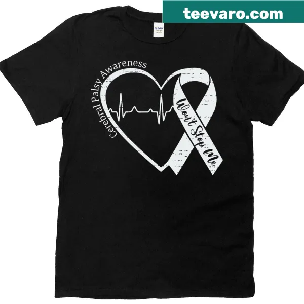 Heart and ribbon design supporting cerebral palsy awareness.