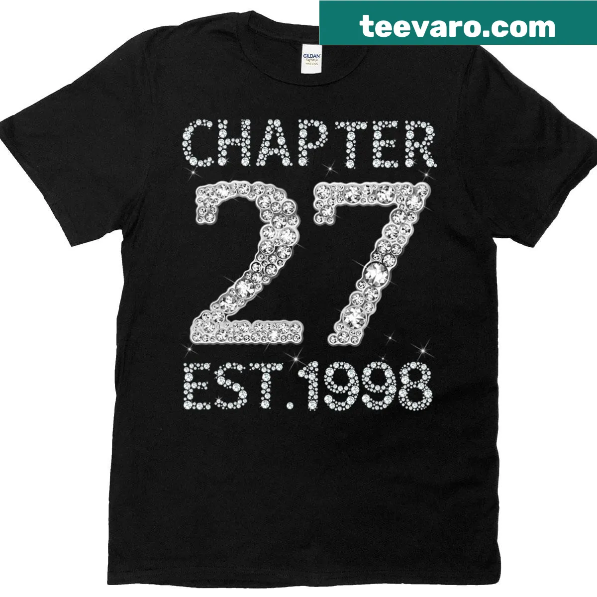 Typography design celebrating 27th birthday since 1998. — on a men's t-shirt