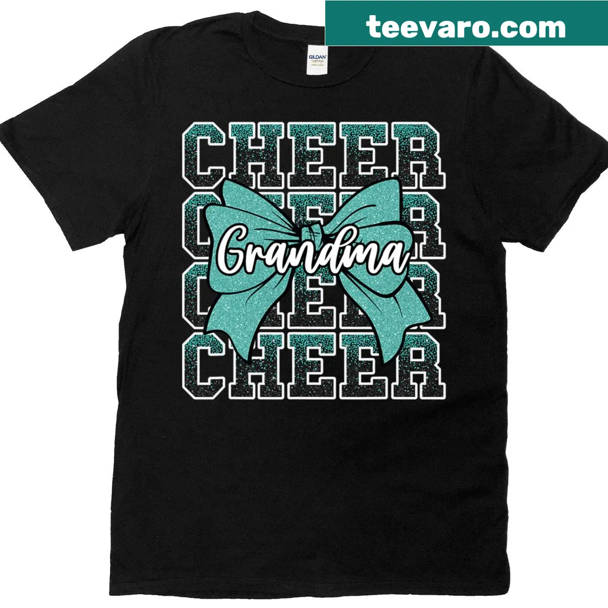 Cheer Grandma t-shirt featuring a bow and spirited text — on a men's t-shirt