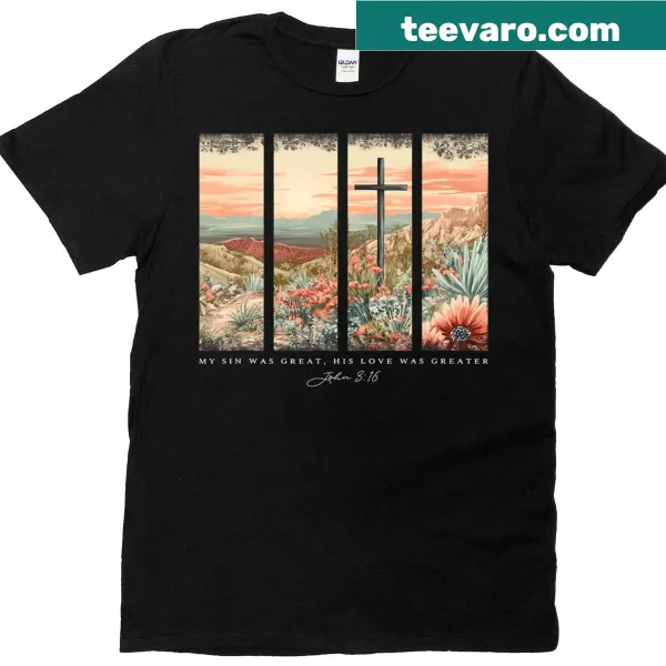 Religious Easter t-shirt with cross and inspirational text