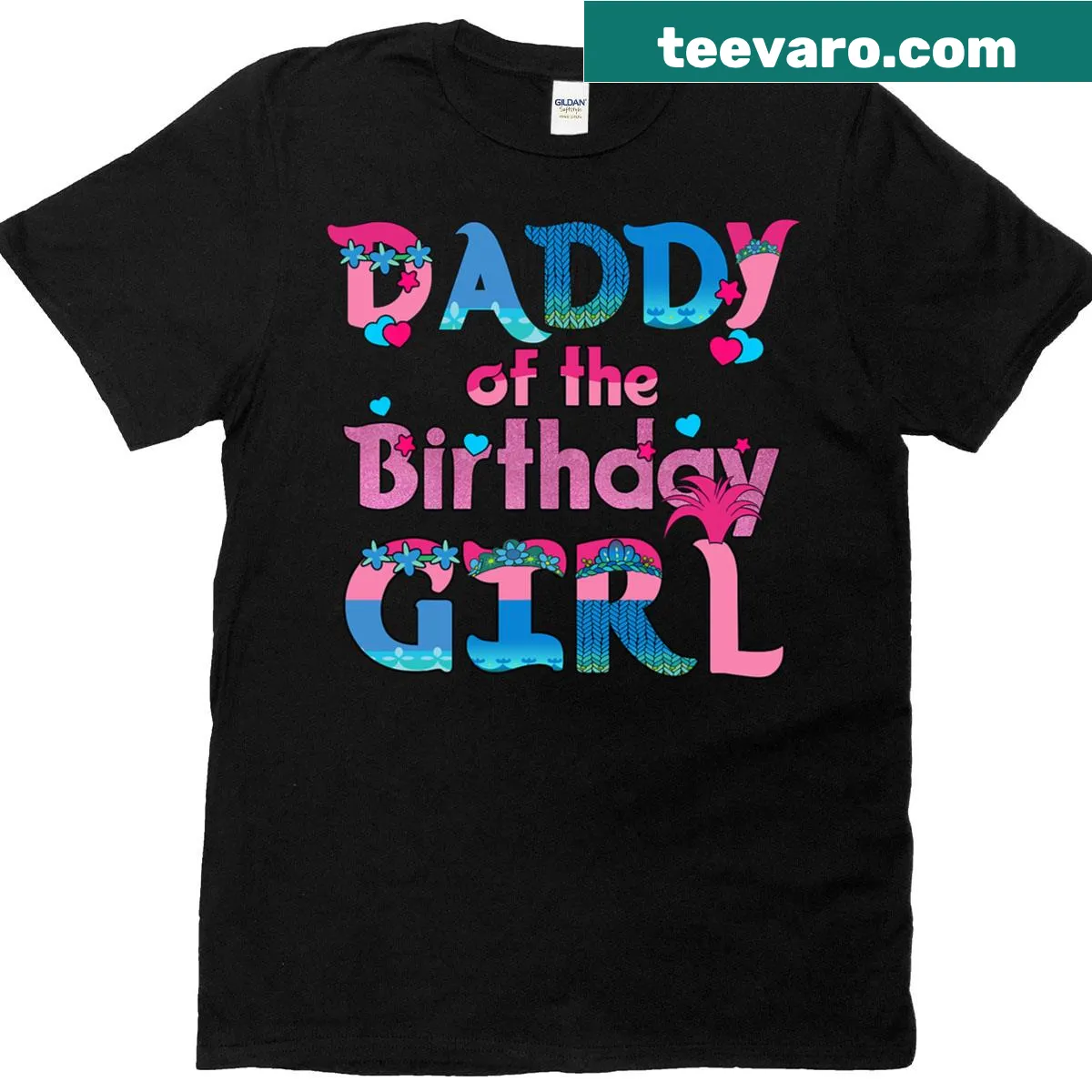 Daddy of the Birthday Girl T-shirt with playful typography — on a men's t-shirt