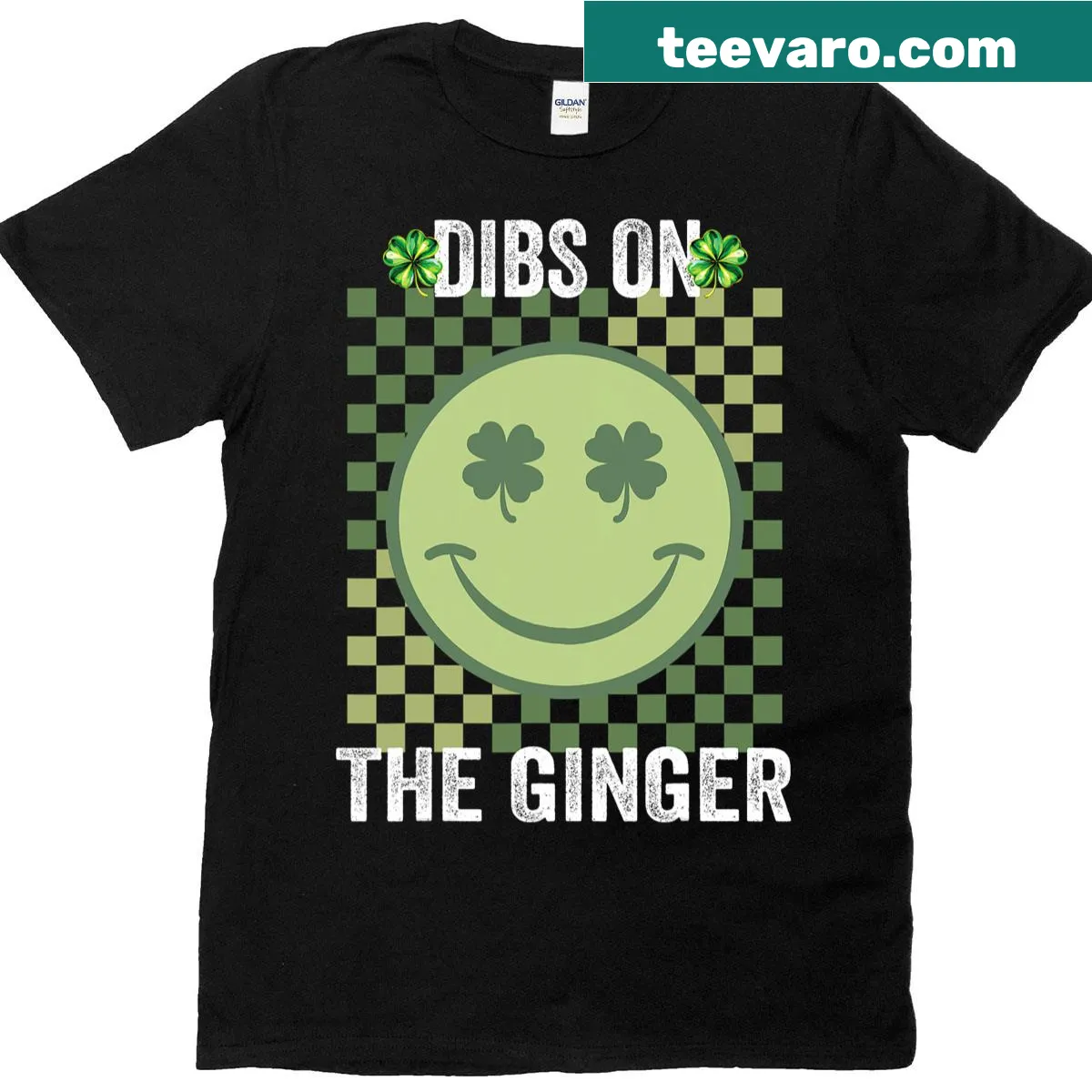 St. Patrick's Day t-shirt for girls with 'Dibs On The Ginger' and shamrock design — on a men's t-shirt