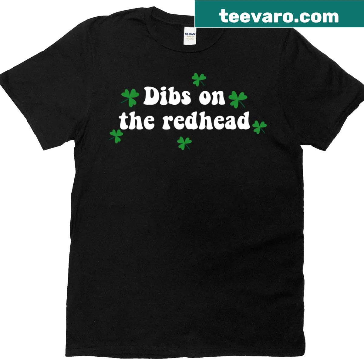 Baby St. Patrick's Day t-shirt with 'Dibs On The Redhead' text — on a men's t-shirt