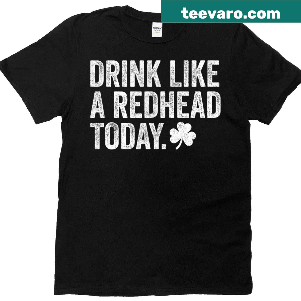 Funny St. Patrick's Day t-shirt with text about drinking like a redhead — on a men's t-shirt