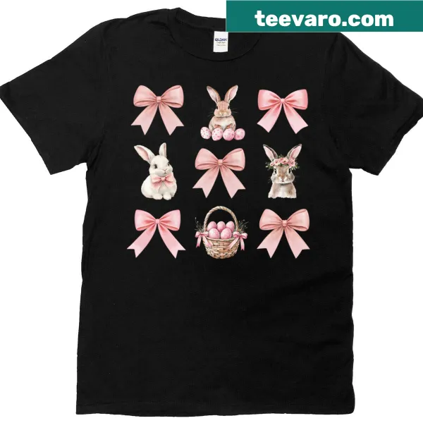 Cute bunny t-shirt for girls with a bow design for Easter