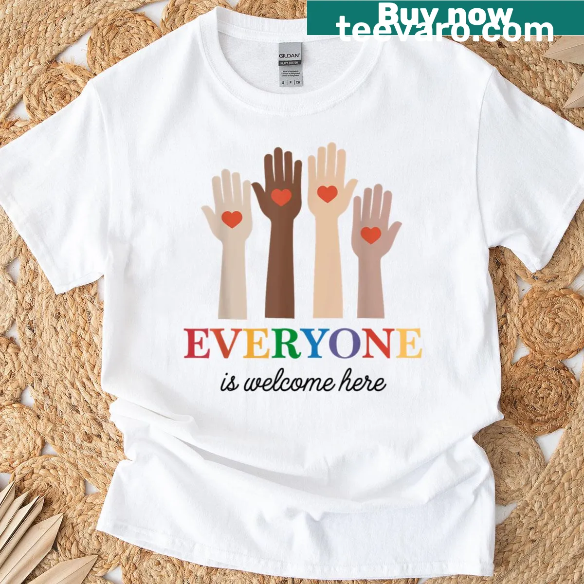Inclusive message graphic T-shirt for teachers — on a men's t-shirt