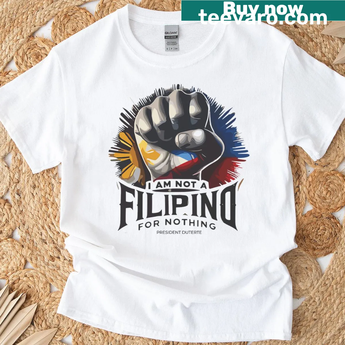 Supporter T-shirt featuring President Rodrigo Duterte text — on a men's t-shirt