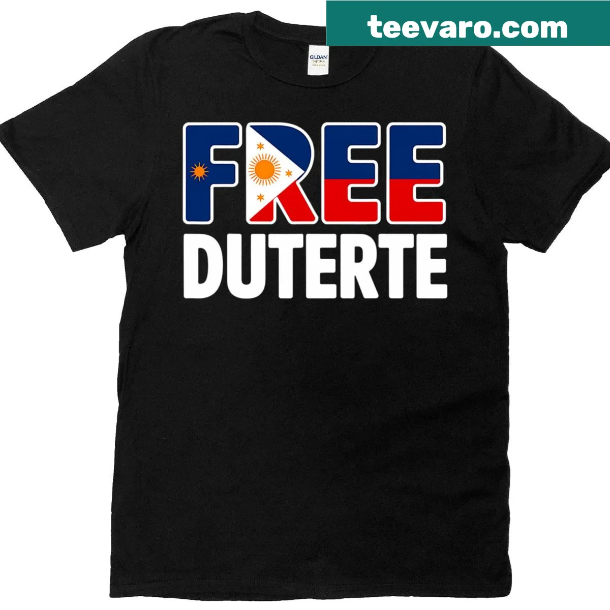 Supporter t-shirt with 'Free Duterte Supporter President Rodrigo Digong Duterte' text — on a men's t-shirt