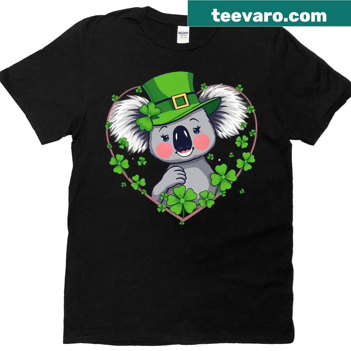 Whimsical koala design for St. Patrick's Day, humorous and festive — on a men's t-shirt