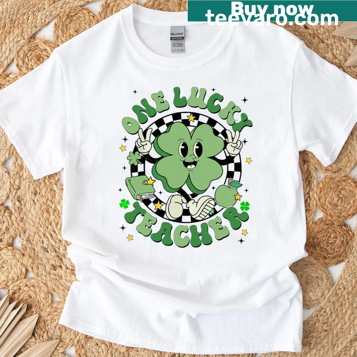 Shamrock design with text celebrating teachers for St. Patrick's Day — on a men's t-shirt