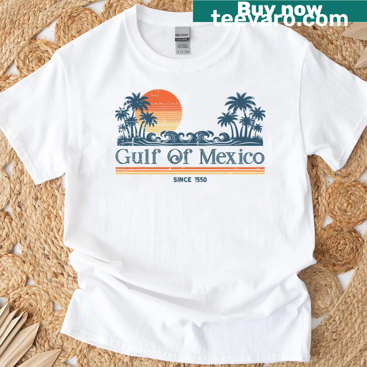 T-shirt honoring the Gulf of Mexico with the text 'Since 1550.' — on a men's t-shirt