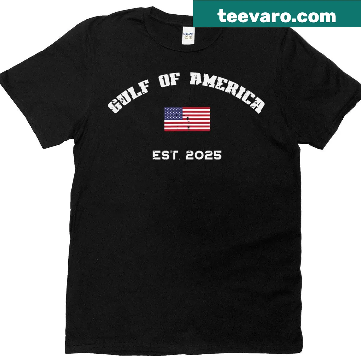 Patriotic Gulf Of USA t-shirt for men and kids with US flag design — on a men's t-shirt