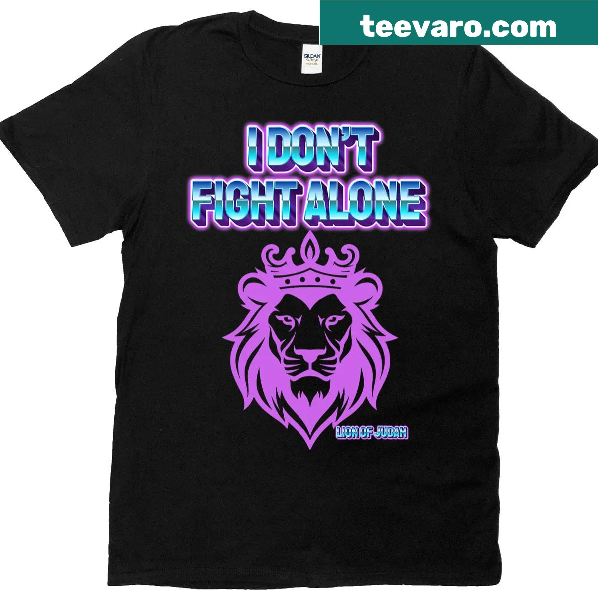 Typography design stating 'I Don't Fight Alone' on a T-shirt — on a men's t-shirt