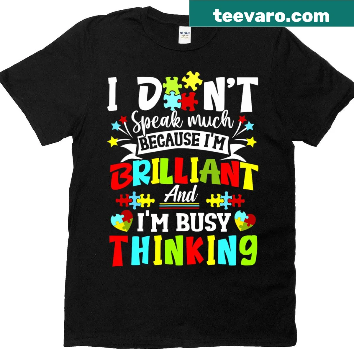 T-shirt reading 'I Don't Speak Much' celebrating autism — on a men's t-shirt