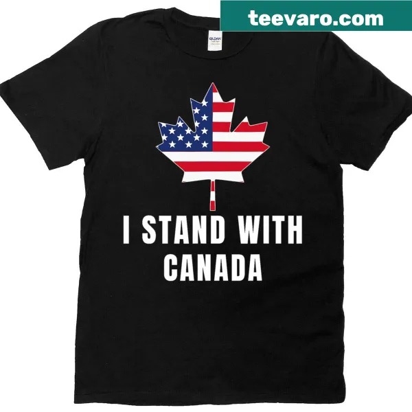 T-shirt featuring Canadian and American flags side by side