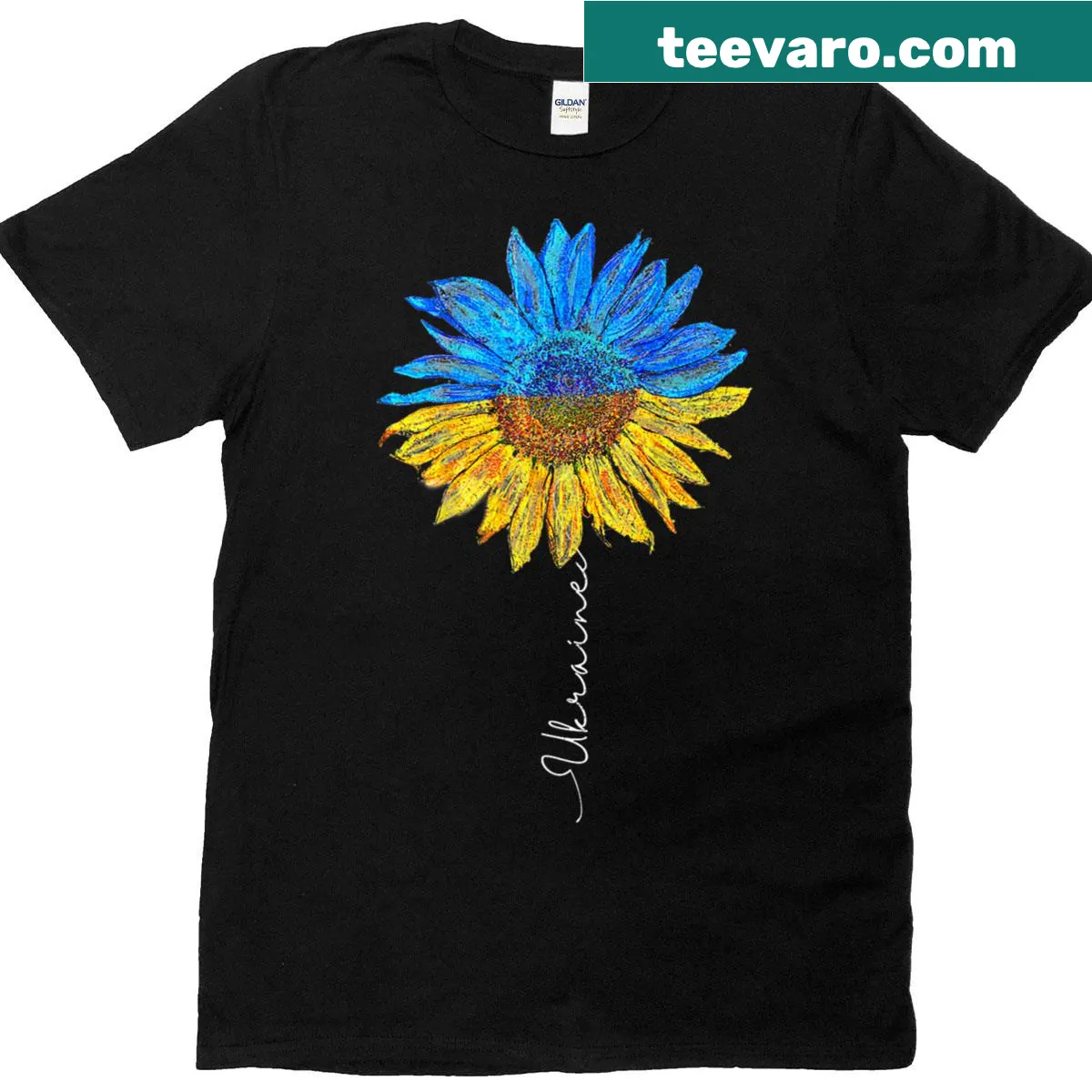 Vintage Ukraine flag and sunflower t-shirt — on a men's t-shirt